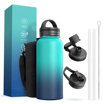 Wide Mouth Double Wall Thermos Bottle Vacuum Flask 1l Stainless Steel Insulated Portable Travel Water Bottle