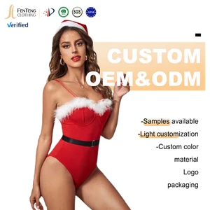 Lism Custom OEM/ODM Women's Sexy Christmas Lingerie Plush Fur Push-up Bra Bodysuit Lovely and Hot for Ladies