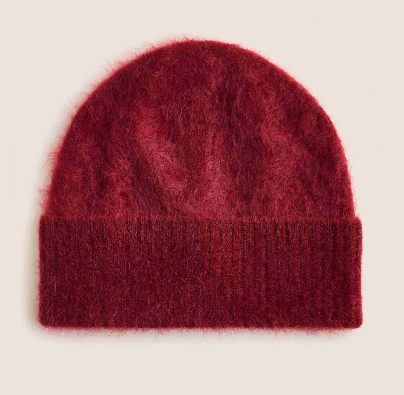 100% BRUSHED Cashmere Solid Custom Logo OEM High Fluffy Hairy Women's Knitted Beanie Hat