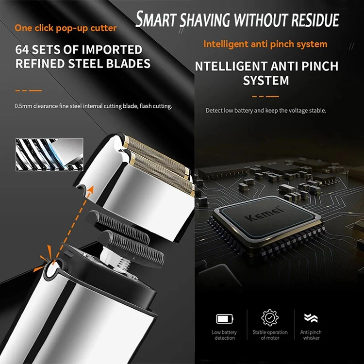 Silver Kemei TX5 Shaver Barber Shaver Beard Trimmer Electric Shaver Kemei Trimmer