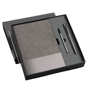 HUATONG Student Gift Set Agenda Notebook and Diary with PU Leather Sewing Binding Metal Ballpen for Note Taking