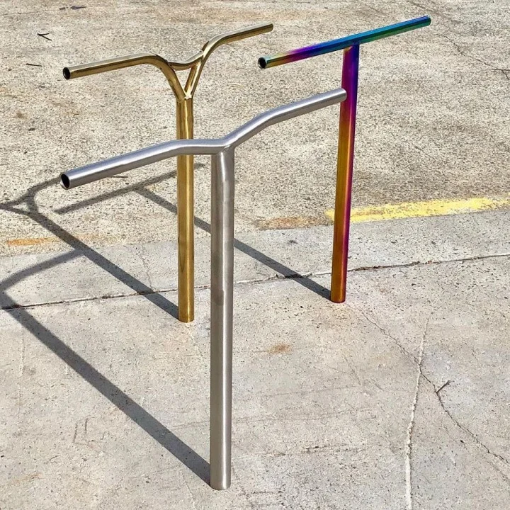 Oversized ultralight Gr9 high strength Y shaped pro stunt scooter handle bars titanium scooter bars