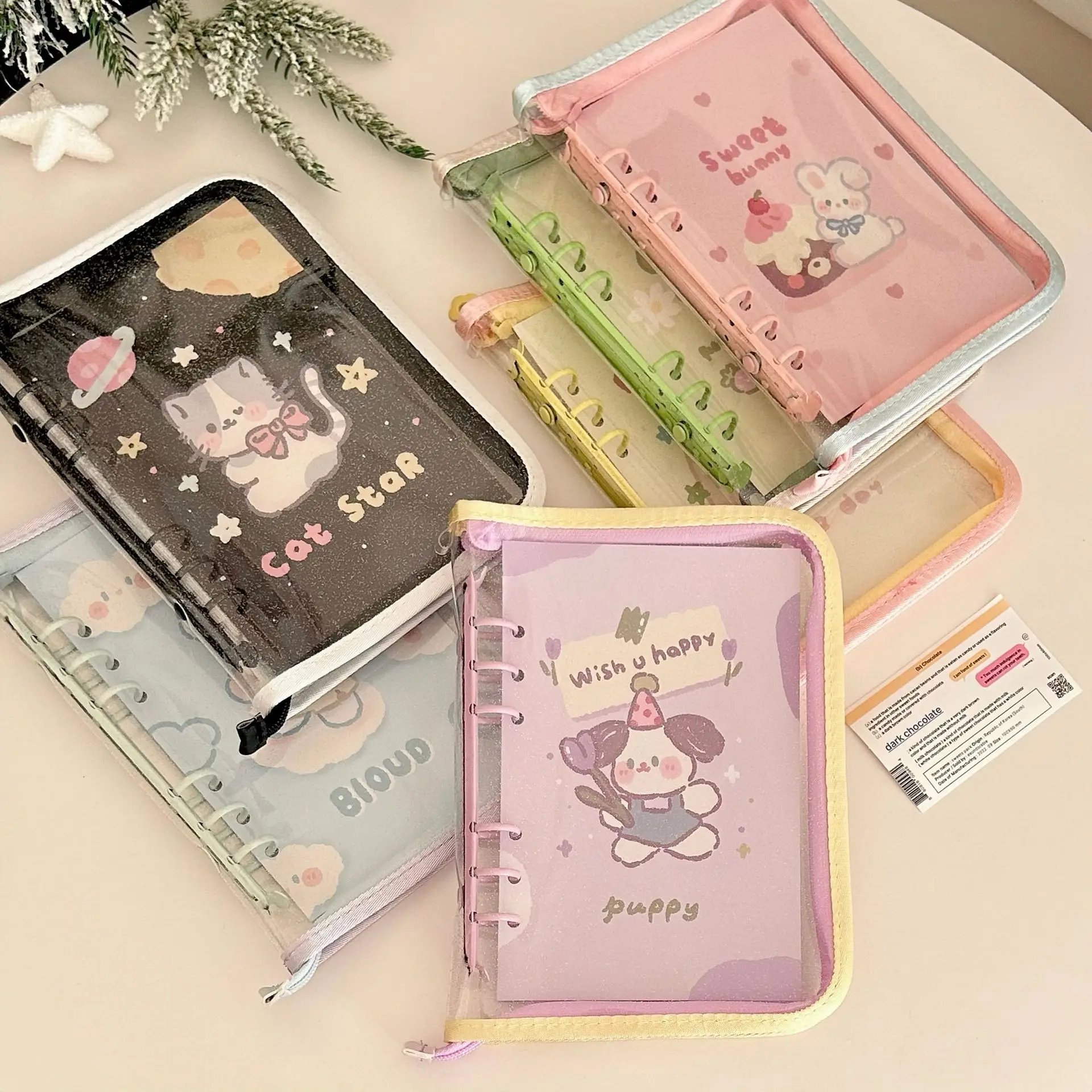 Cartoon Color Blocking Pvc Binder Notebook 6-holes Loose-leaf Binder ...