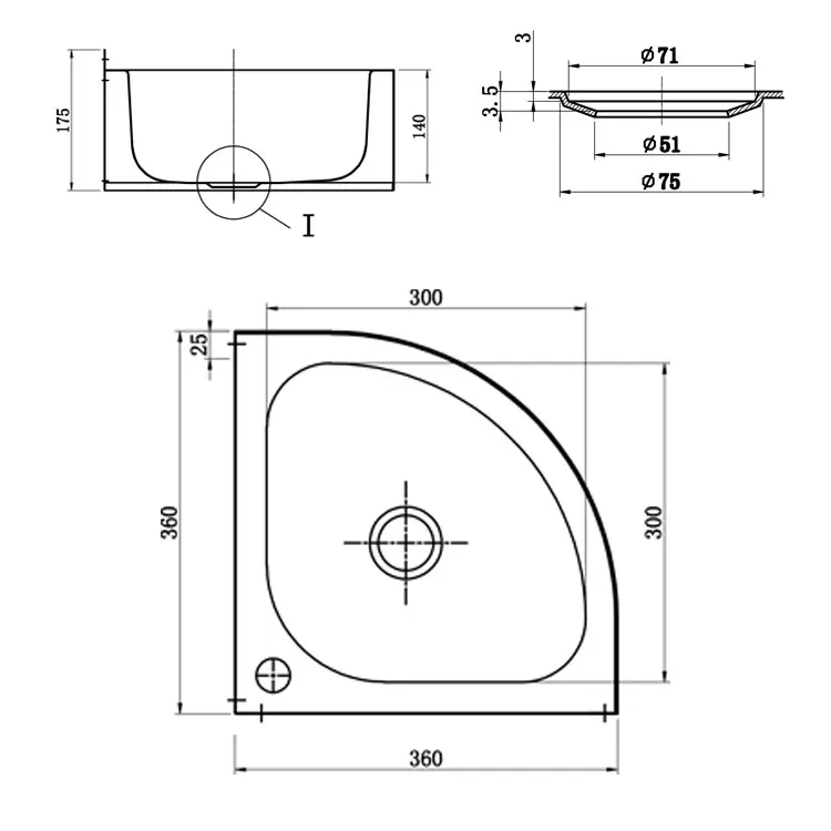 High Quality 304 Stainless Steel Small Kitchen Single Bowl Triangle