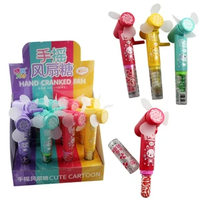Hot-Selling Plastic Colorful Hand Cranking Fan Toy with Fruity Flavor Hard Candy