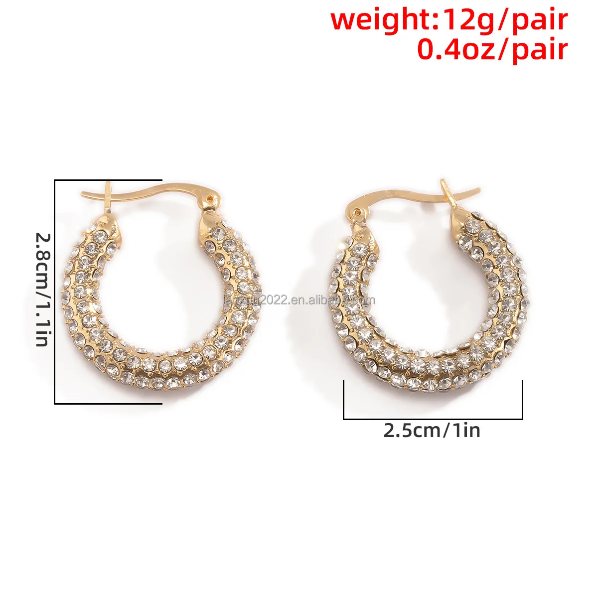 Luxury Full Diamond Hoop Earrings Bling Rhinestone Oversized Circle