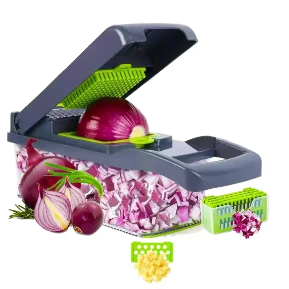 Hot Selling  16 in 1 Multifunctional Vegetable Chopper Container Stainless Steel Kitchen aperçu 3