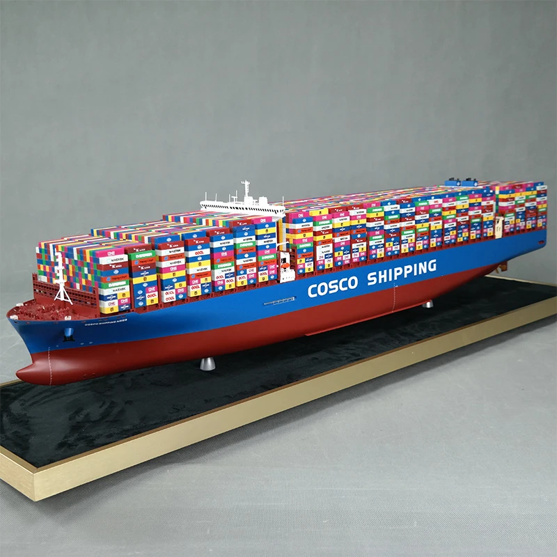 【A】Handmade  Cargo Ship Model Freight forwarder gift Logistics Ship Model COS SHANGHAI Customizable 127cm  Shipping Container Model