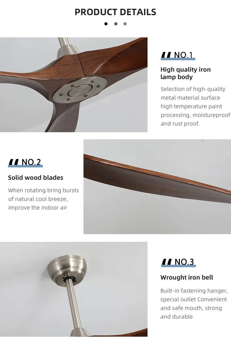 60 Inch Ceiling Fan With Wood Leaf Energy Saving Wall Control Ceiling Fan Without Light Is