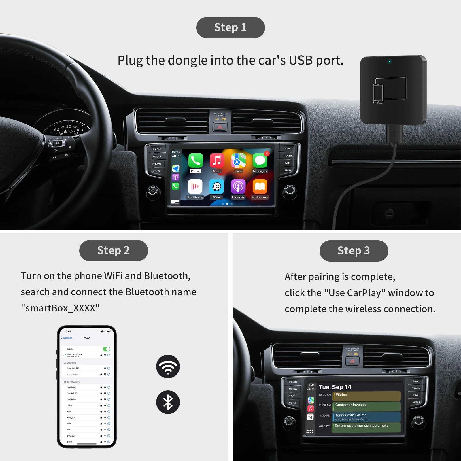 Carabc Wireless Apple Carplay Dongle For Car,Wired To Wireless Carplay ...