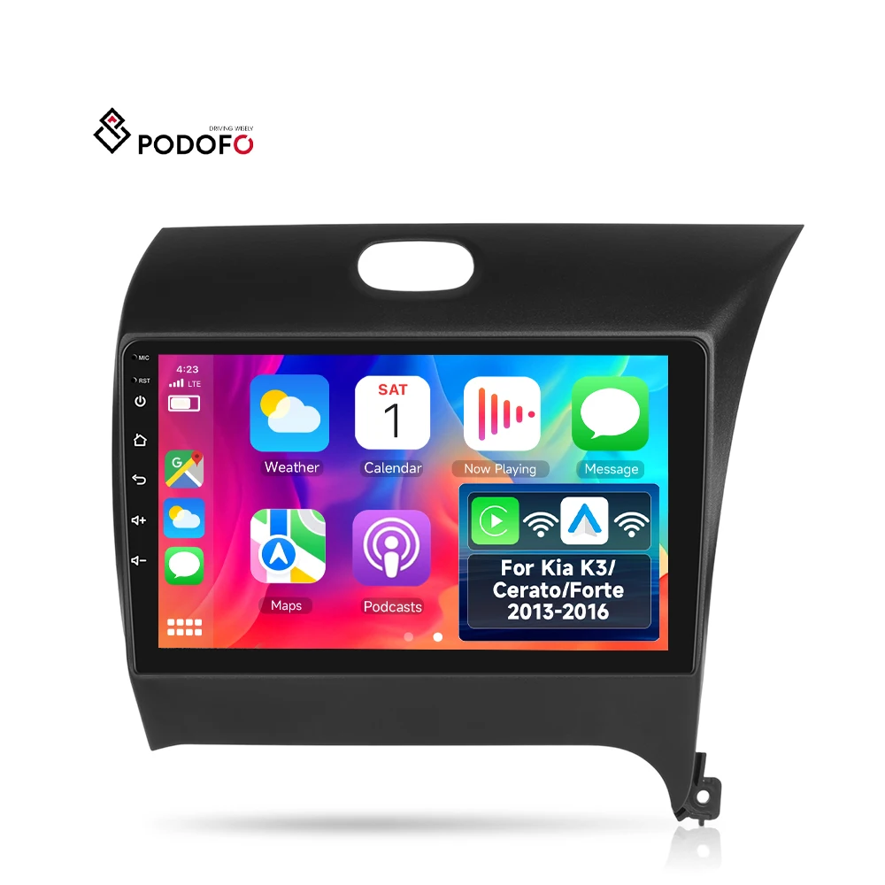 Podofo 9'' for Kia K3/Cerato/Forte 2013-2016 Car Stereo 4+64G Car Audio Autoradio Wireless Carplay/Android Auto Wholesale OEM A8507A3662