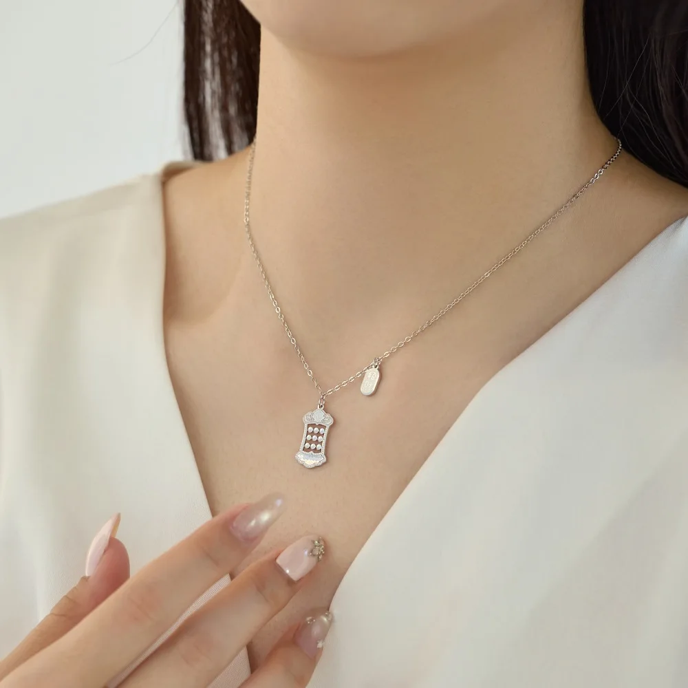 KAKODIY Unique Design Happy New Year 925 Sterling Silver Abacus Pendant 5A Cubic Zirconia Jewelry Necklace for Men and Women detail 3