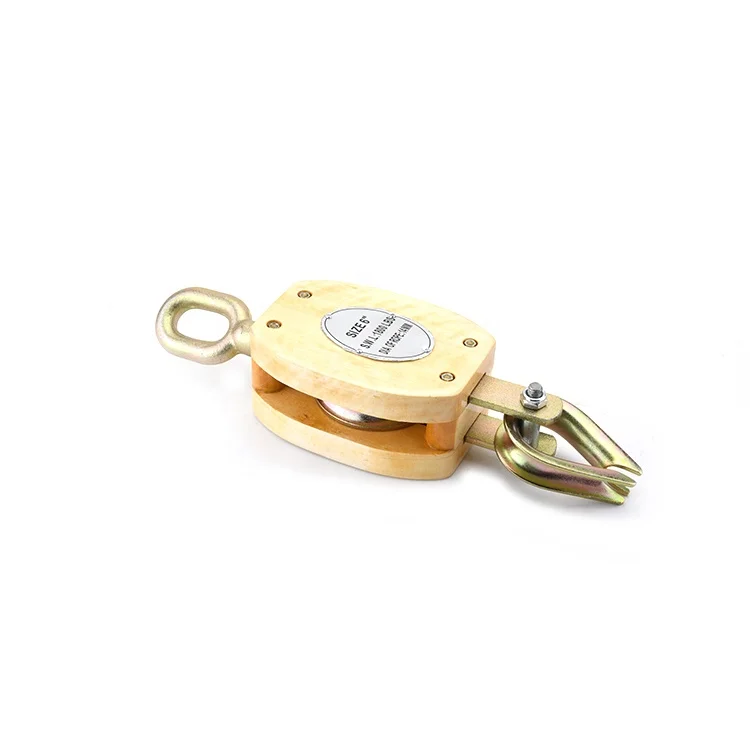 Wooden Block Single Sheave with Becket