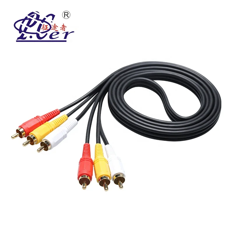 PCER OFC RCA Stereo AV Cable Male to Male 3RCA to 3RCA Audio Video Cable