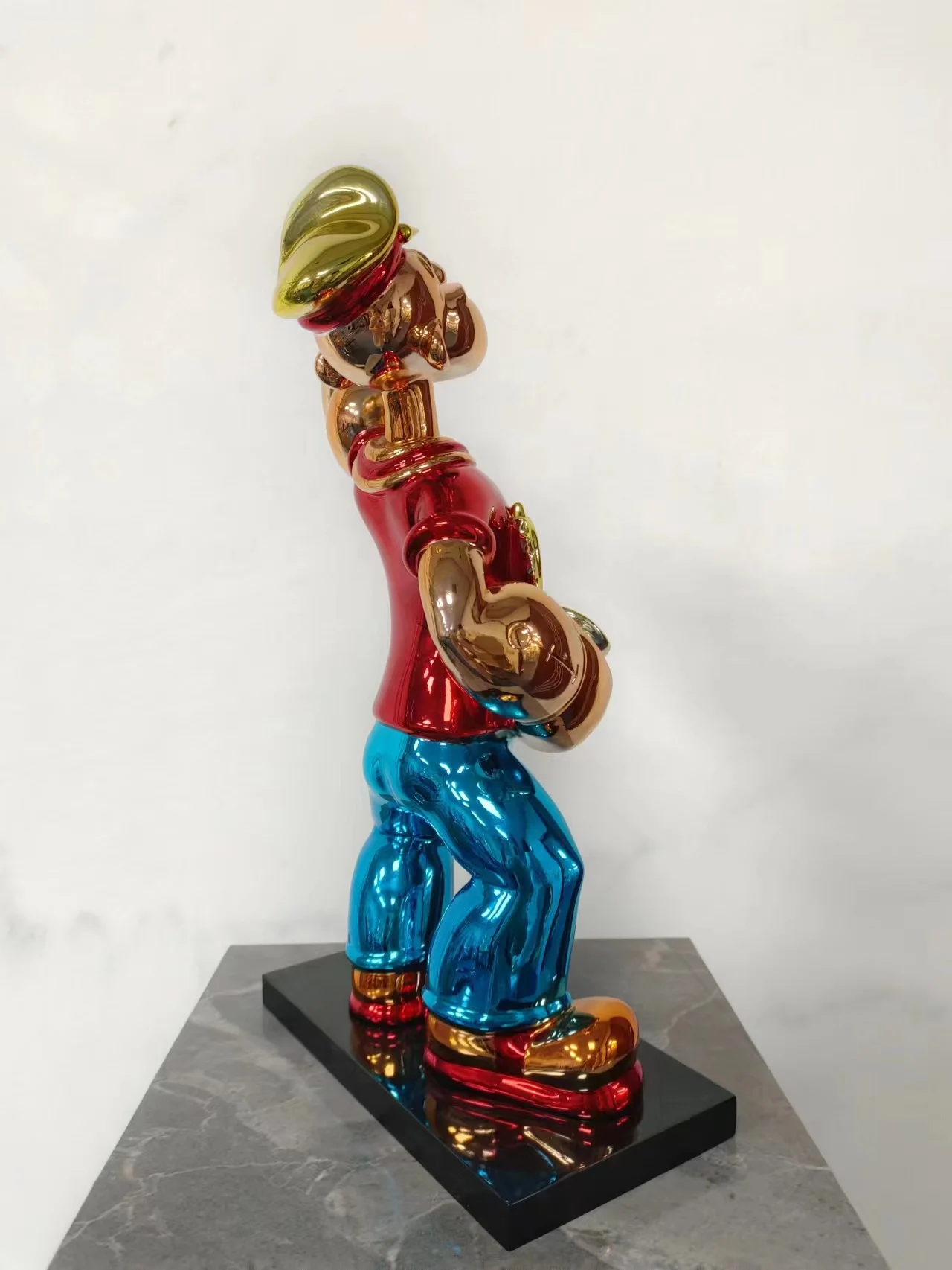 Wholesale Electroplating Custom Color Pop Art Sculpture  Decoration Popeye Statue Fiberglass Life Size Sculpture