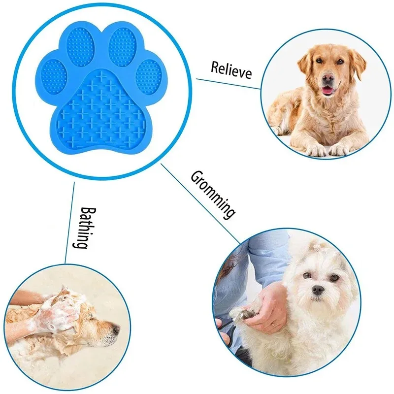 Dog Paw Silicone Pet Licking Pad, Pet Slow Eating Tray, Dog Bath Distraction Silicone Dog Suction Cup Food Holder, Training details