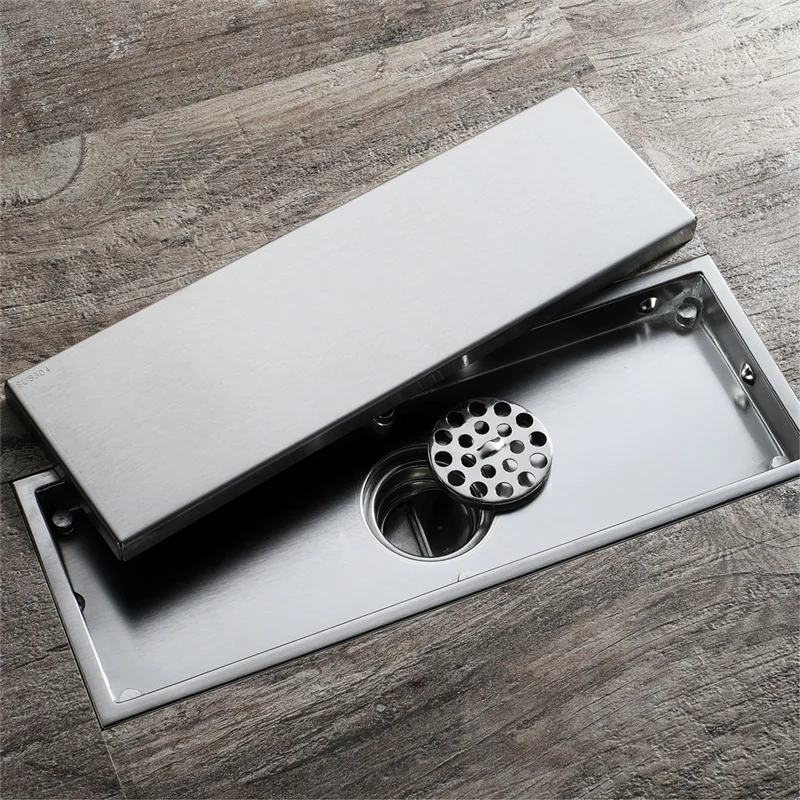Modern Long Linear Concealed Invisible Tile Insert Bathroom Drainage Floor Drain New Style SUS304 Stainless Steel Polished
