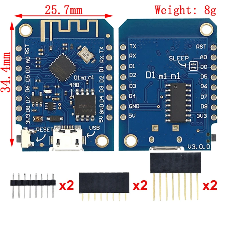 MELIFE 2pcs Wemos D1 Mini V3.0 Development Board ESP8266 V3.0.0 4MB Flash  Wireless WiFi Internet Development Board Based ESP8266 CH340 CH340G for  Nodemcu V2 MicroPython : Everything Else 