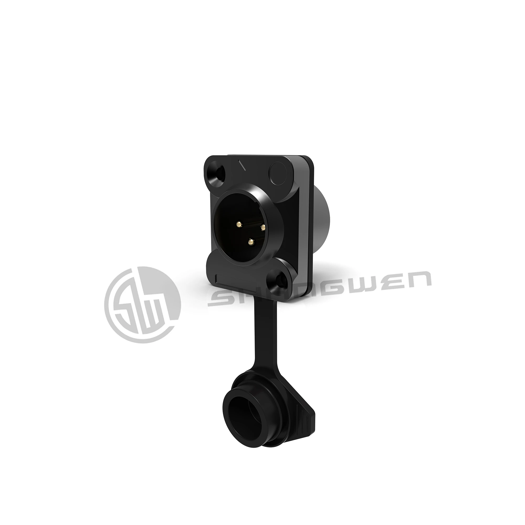 High Quality Black Outdoor Waterproof Ip65 Male Socket Audio XLR Connector 3 Pin