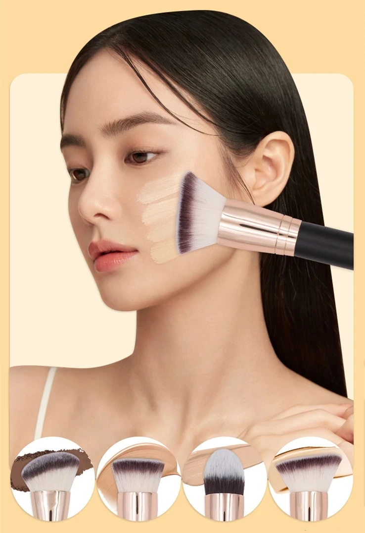 Hmu Double Ended Makeup Brush Multifunctional Angled Blush Contour Powder Foundation Face