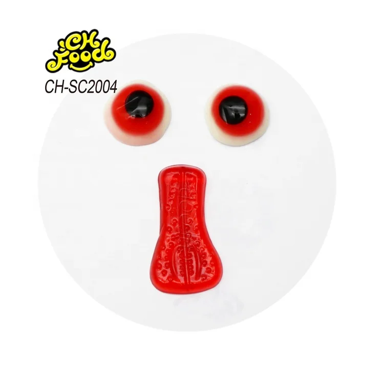Hallowmas Fruit Flavor 3D Tongue and Eyeball Gummy Candy Sweets Low MOQ Wholesale Halal Funny Face Candy