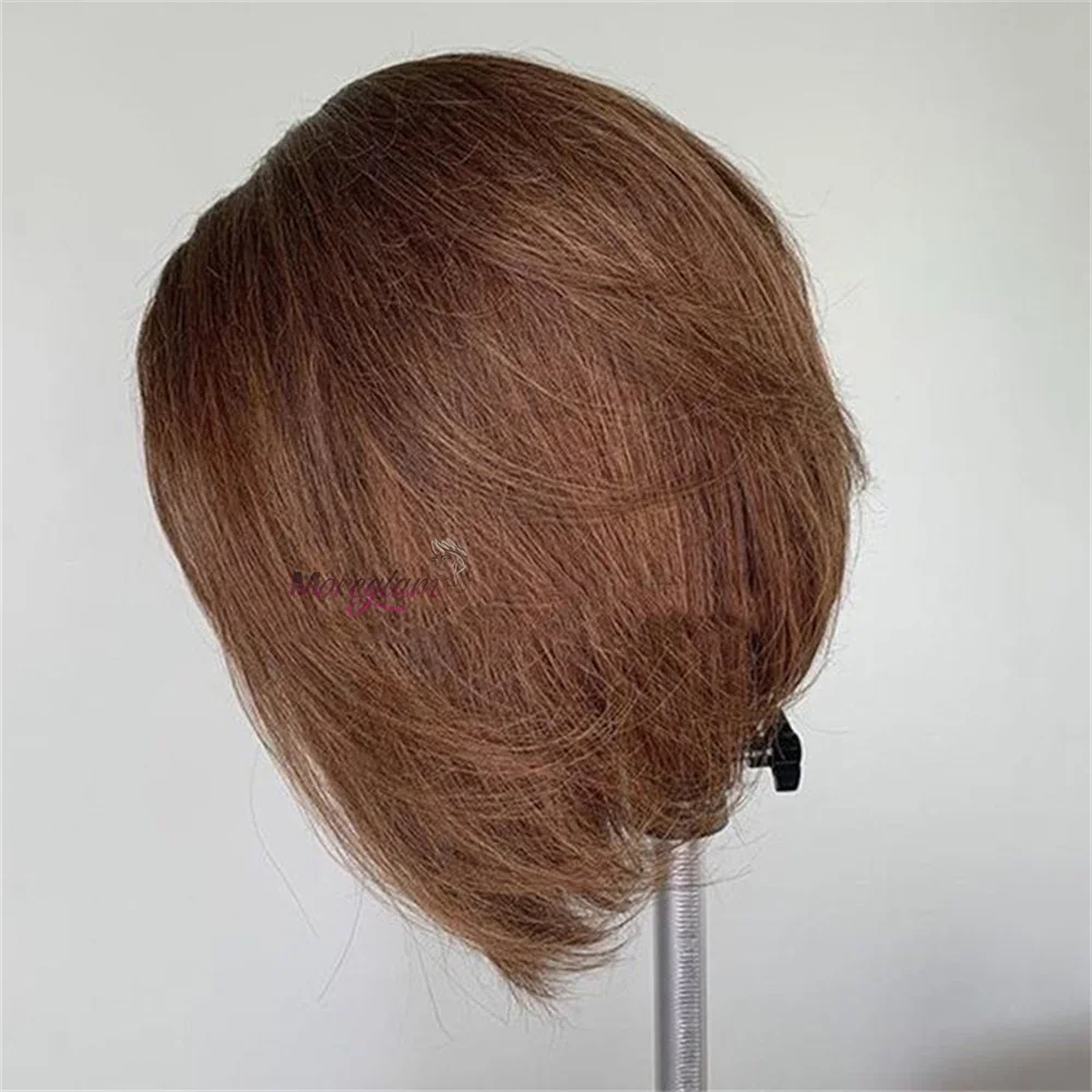 Chocolate Brown Short Bob Wig Human Hair 13x4 Lace Front Wig Brown Straight Short Bob Wigs For Woman Bleached Bob Wig_voghion.com