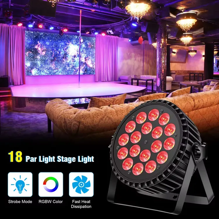 Stage Light Par LED 18x18w Rgbwa Uv 6in1 Led Par Light for Wedding Dj bar