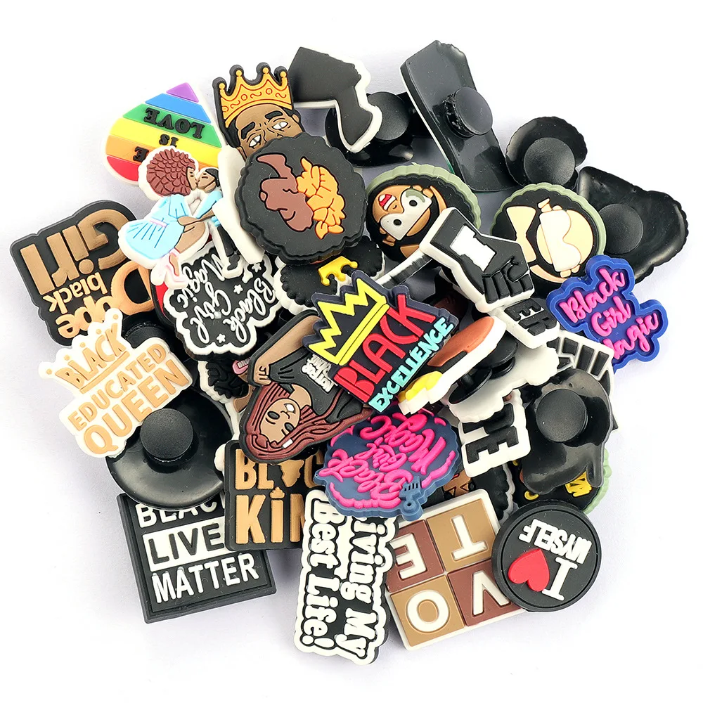 BUSY GIRL AL5432 Black lives matter clogs shoes charms clog shoe charms cheap designer pvc shoe charm