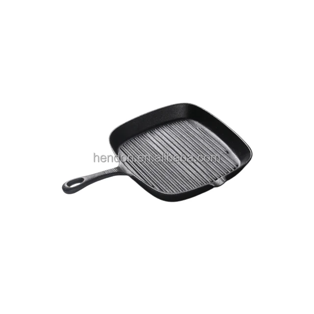 9.5inch Pre Seasoned Cast Iron Square Skillet With Ridges For Beef ...