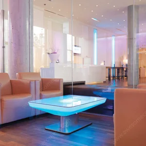 KTV LED Light Illuminated Plastic Bar Table Luminous Table for Home Bar Hotel Mall Night Club