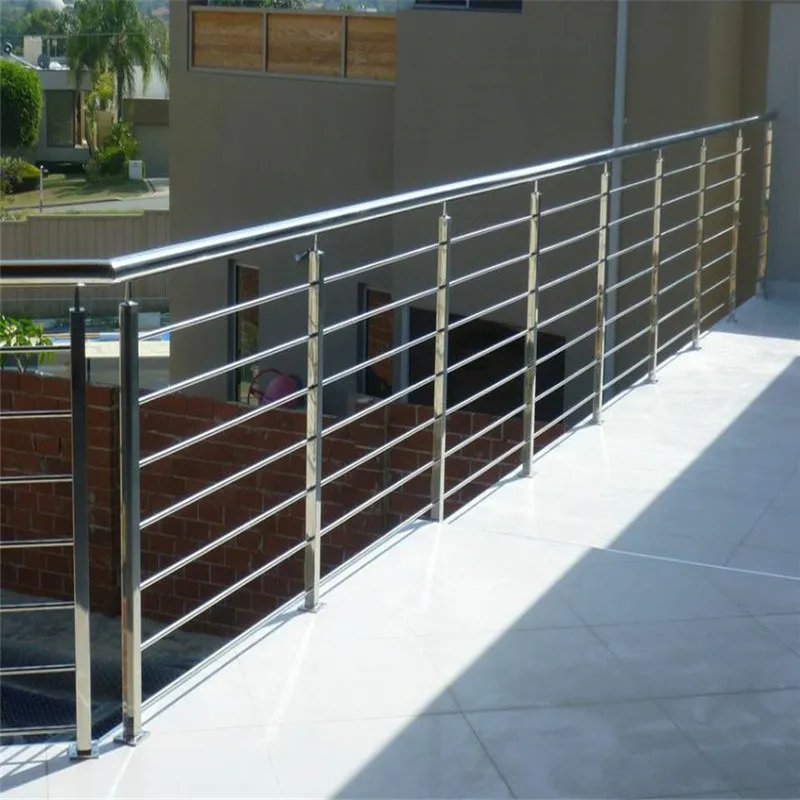 Popular Design Horizontal 8mm Diameter Solid Rod Stainless Steel Railings Front Porch Balcony Deck Metal Balustrades factory