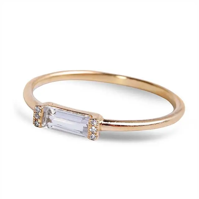 Gold Vermeil ZC Diamond Ring 18K Gold Plated Engagement Band