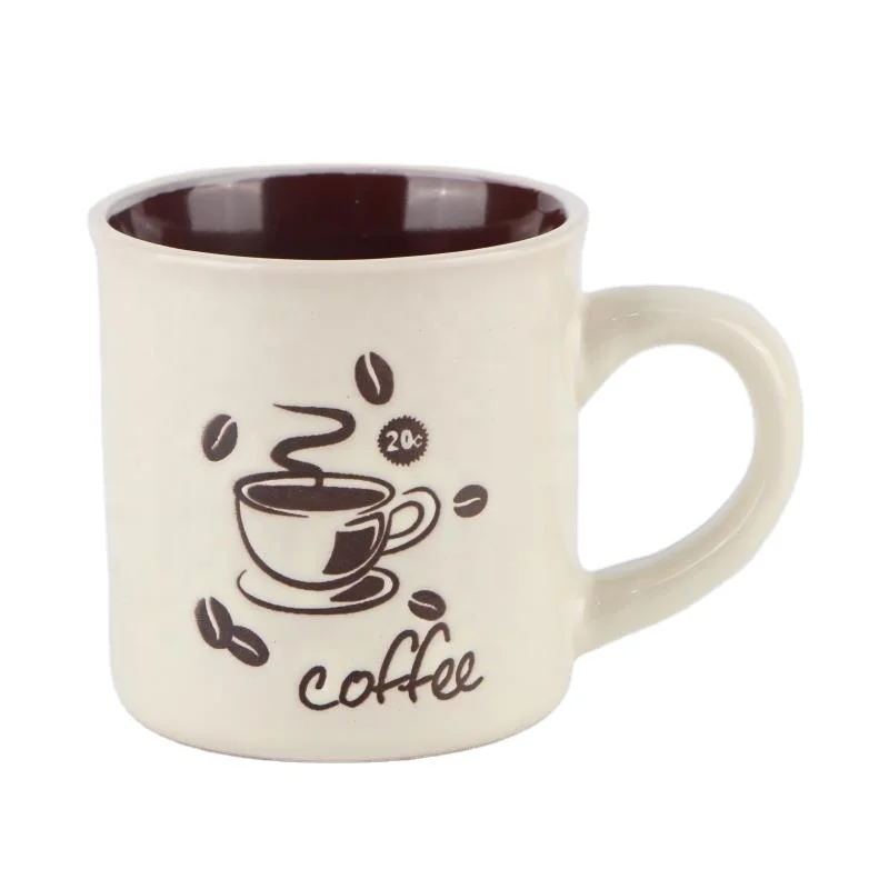 Custom Nordic Retro 8oz Imitation Enamel Cup Printed Mug Customized Brown Stoneware Mug Ceramic Coffee Mugs with logo