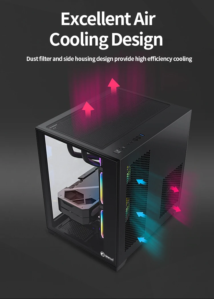Oem/odm Horizontal Pc Case Matx Gaming Computer Case With Tempered