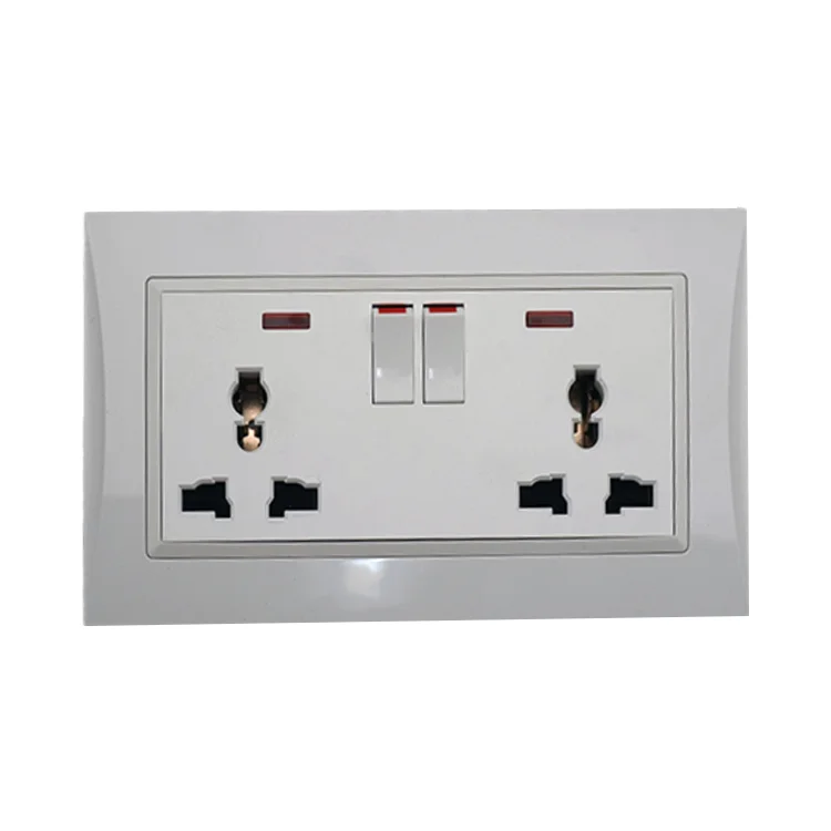 VNX BS UK Standard White Wall Switch Socket Full Pc Single Twin 13A Plug Outlet Double Charge Good Quality Universal Socket