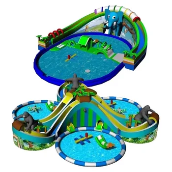 Outdoor PVC Water Play Equipment Big Inflatable Ground Water Park Pool Games