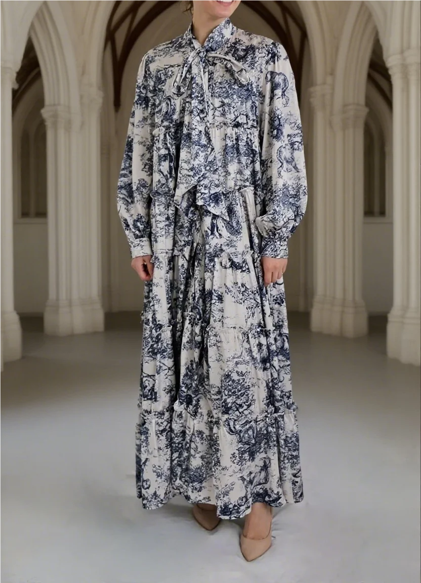 silk maxi dress modest Blue Modest Long Satin Dress 43381M