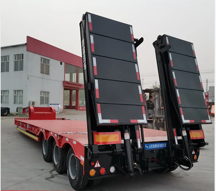 Gooseneck Lowboy 3-осевой прицеп с наклонным скольжением стандартная низкая кровать грузовик