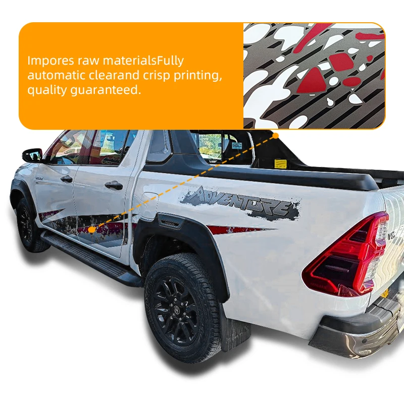 2023 Custom Auto Wrapping  Hilux 4x4 Pic Kup Stripes Vehicle Side Vinyl Car Body Decal Stickers for Car toyota