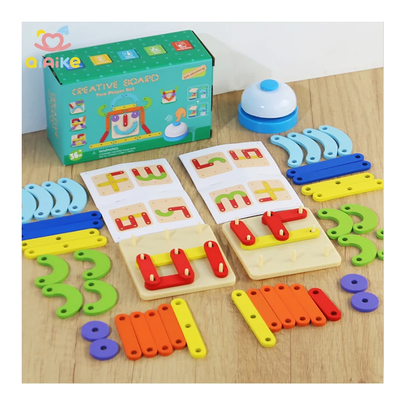 Wholesale Creative Kids Toys Educational Wooden Battle Nail Peg Board Matching Puzzle Game