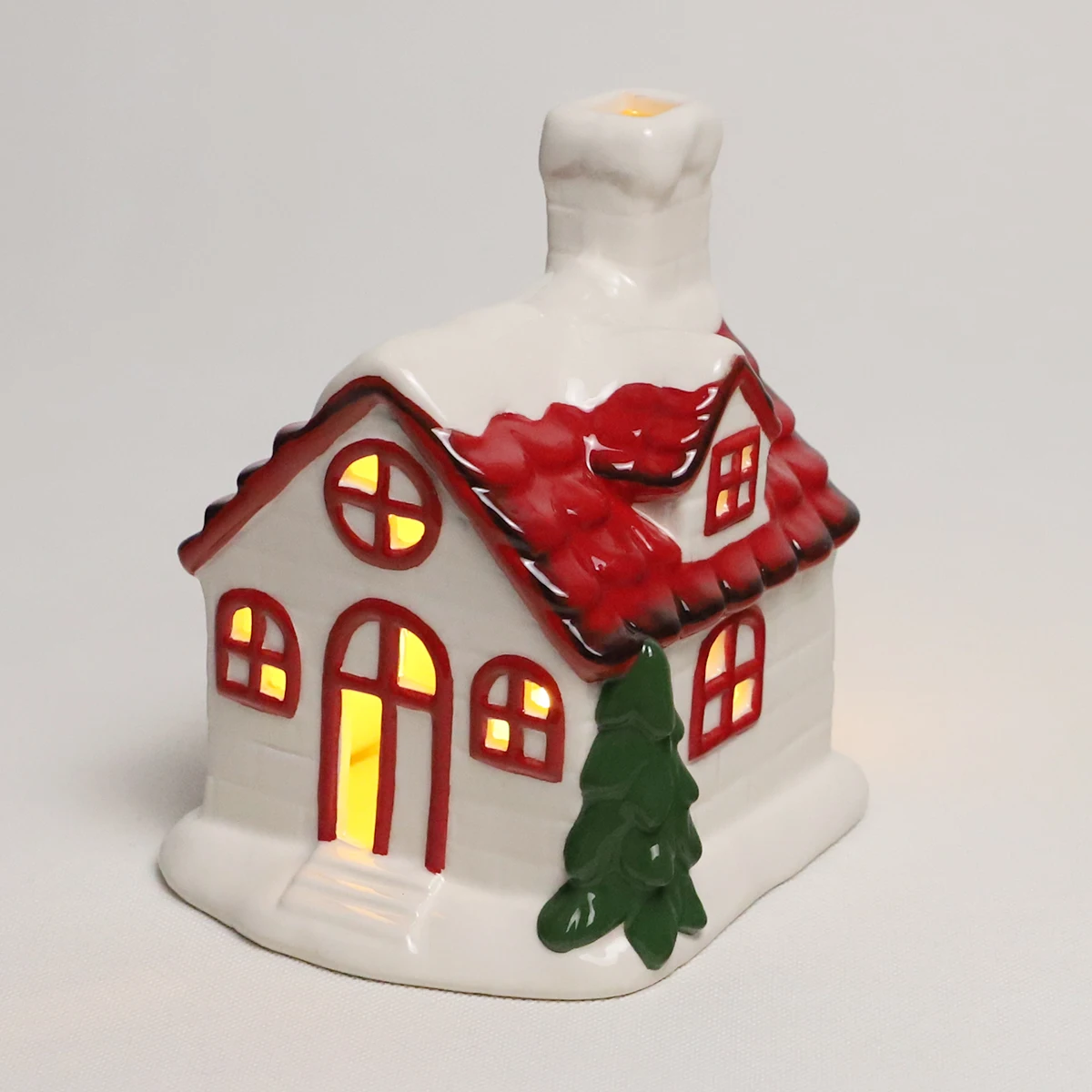 White ceramic house tealight holder wholesale white ceramic house light decoration