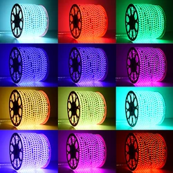 220 Высокое напряжение Влагоустойчивая Светодиодная лампа дневного света RGB SMD 5050 лента Водонепроницаемый пульт дистанционного управления rgbw светодиодная подсветка