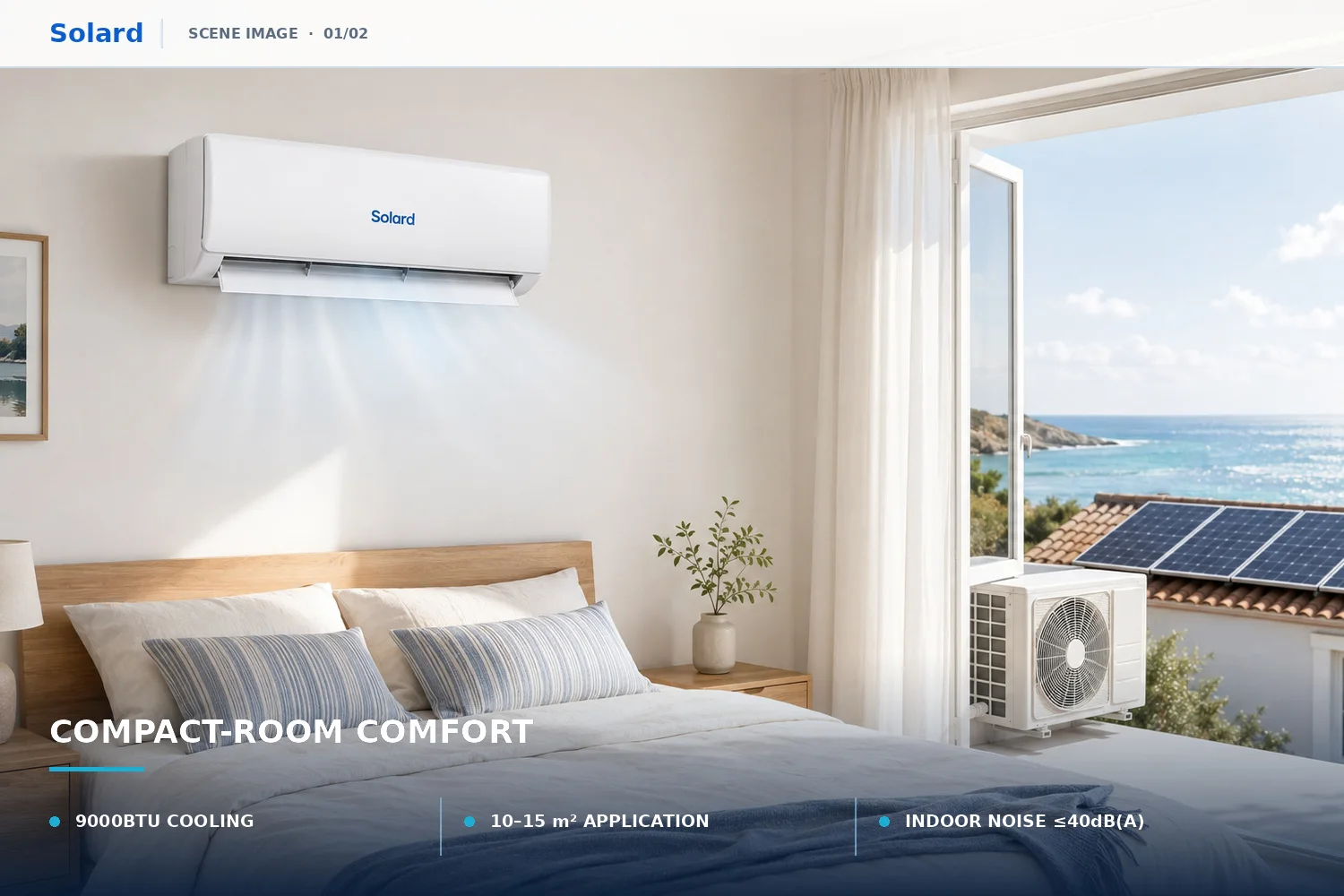 Solar Air Conditioner, 9000, BTU, Inverter, Wall - detail 2