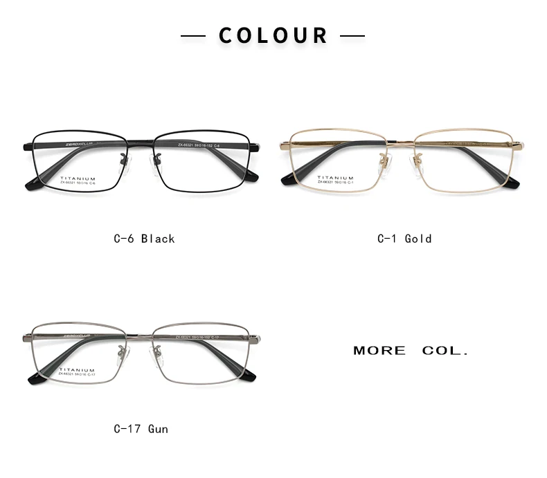 66321 2022 Rectangle Titanium Spectacle Frame for Men Kacamata