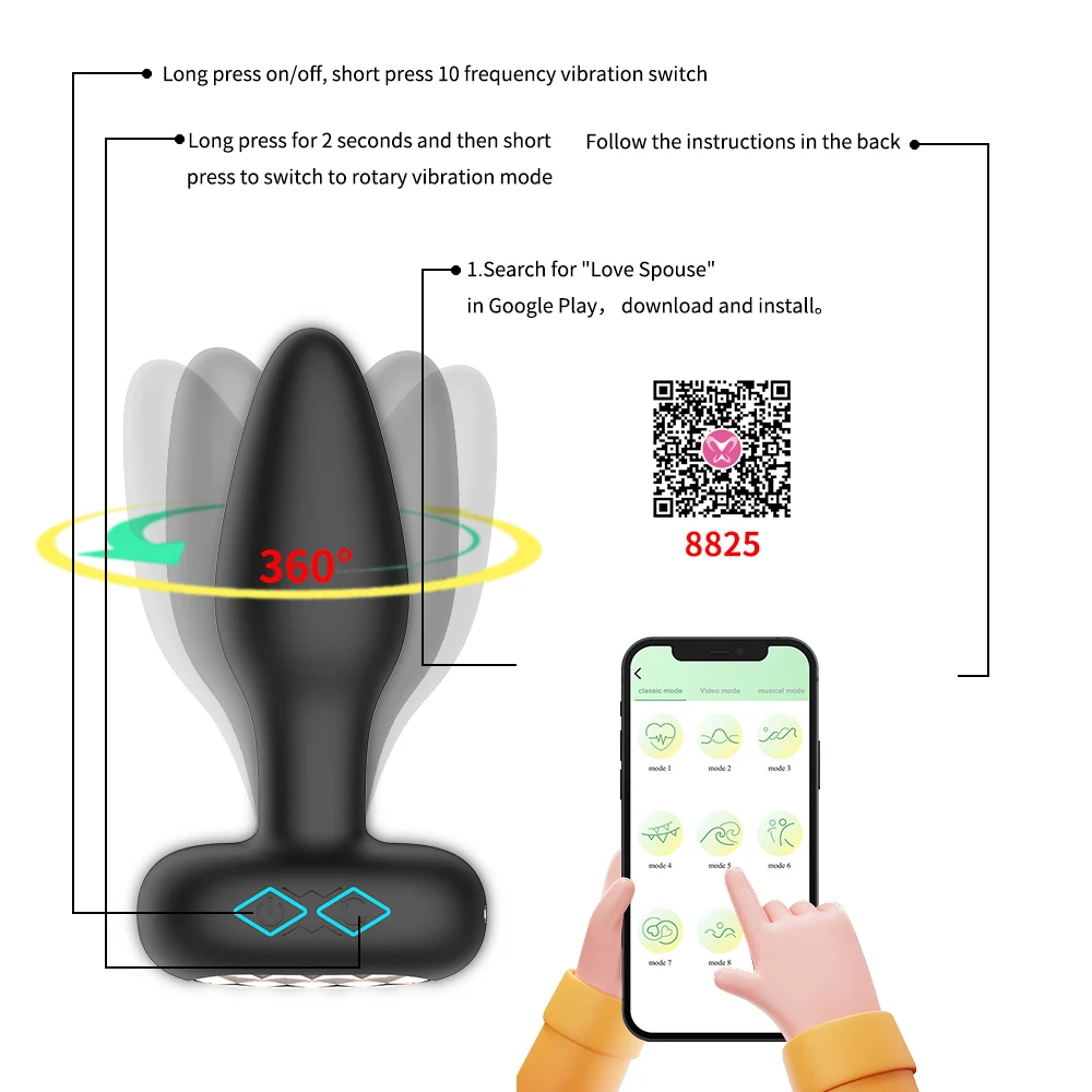 APP Control Male Anal Plug 10 Vibration Modes Anal Sex Toy Prostate Massager Vibrador Anal for Men Thrusting APP Control Male Anal Plug 10 Vibration Modes Anal Sex Toy Prostate Massager Vibrador Anal for Men Thrusting