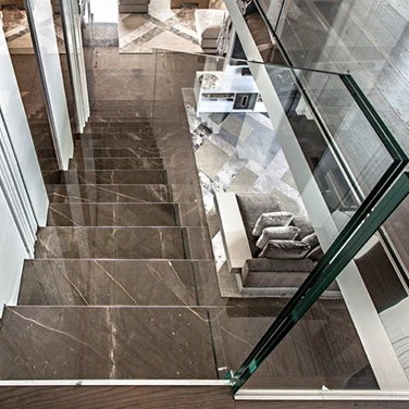 DBM Marble Steps Floating Stairs Metal Structure Cantilever Staircase