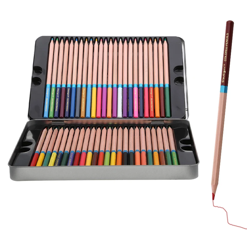 Набор карандашей из натурального дерева 48 цветов для рисования цветной карандаш популярного стиля в жестяной