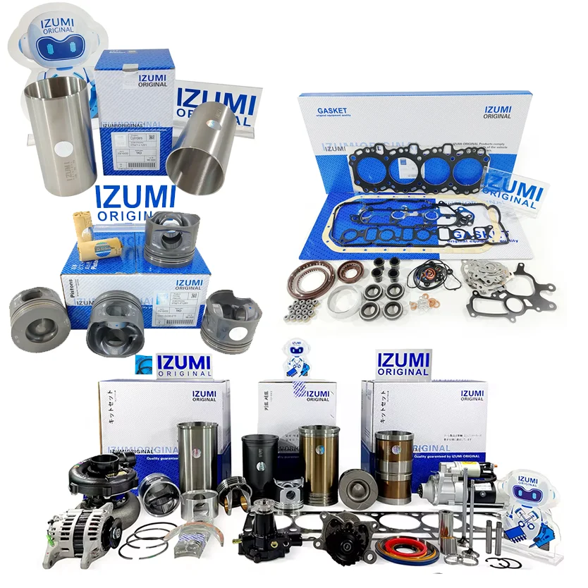 IZUMI ORIGINAL 2KD-motorservicekit, 2KD-överhållnings- och reparationsservicekit med kolvringsats och cylinderlinersats för Toyota 2KD-dieselmotorer till lastkärror