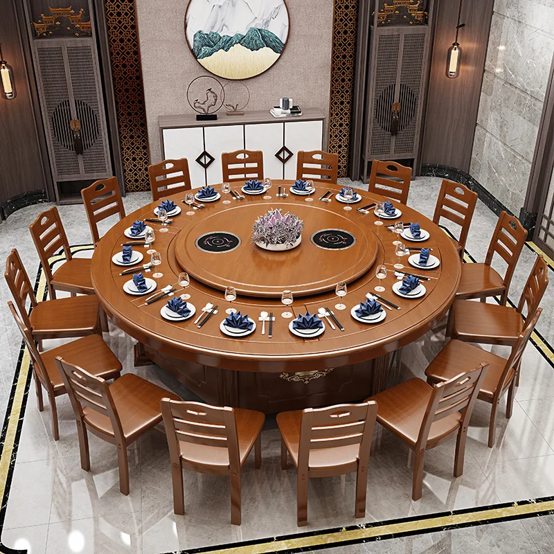 Hotel Electric Esstisch Großer Runder Tisch 20 Personen Massivholz Restaurant Club Hot Pot Tisch