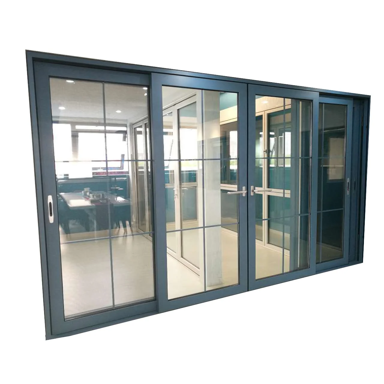 Minglei Grill design aluminum stacking patio glass exterior triple doors sliding door